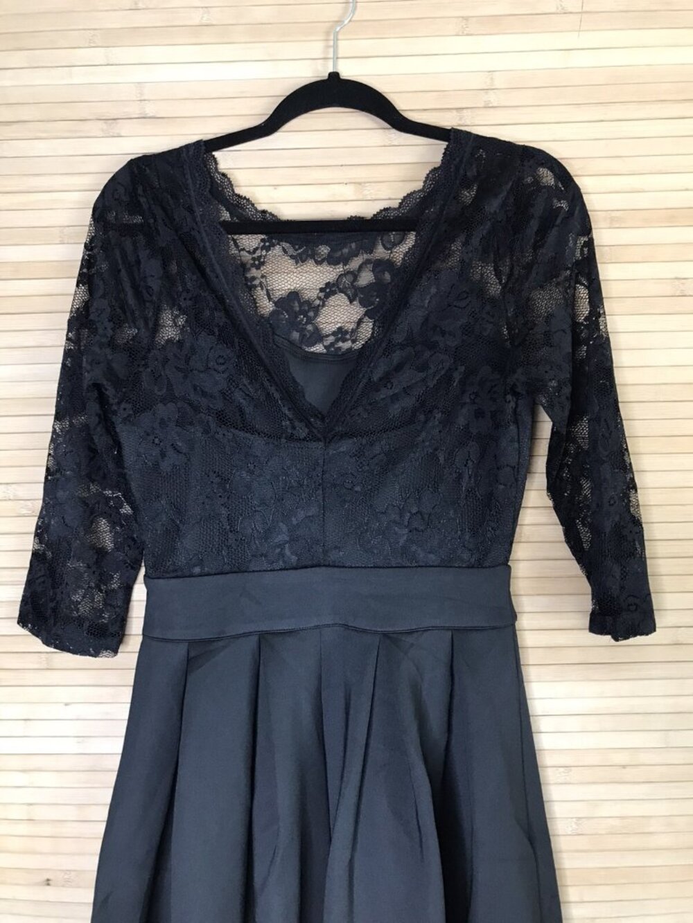 NWT Miusol Womens Illusion Lace Deep Black Size M Pleated A-Line Dress - Picture 5 of 6